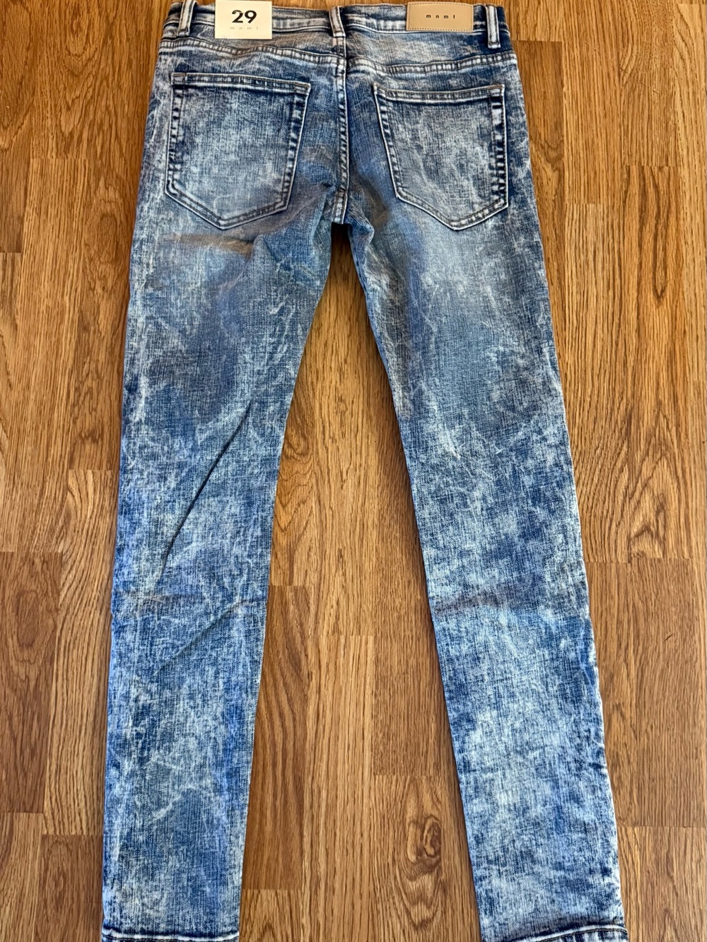 MNML Men's Skinny Acid Wash Jeans - Blue Gray - Picture 5 of 8